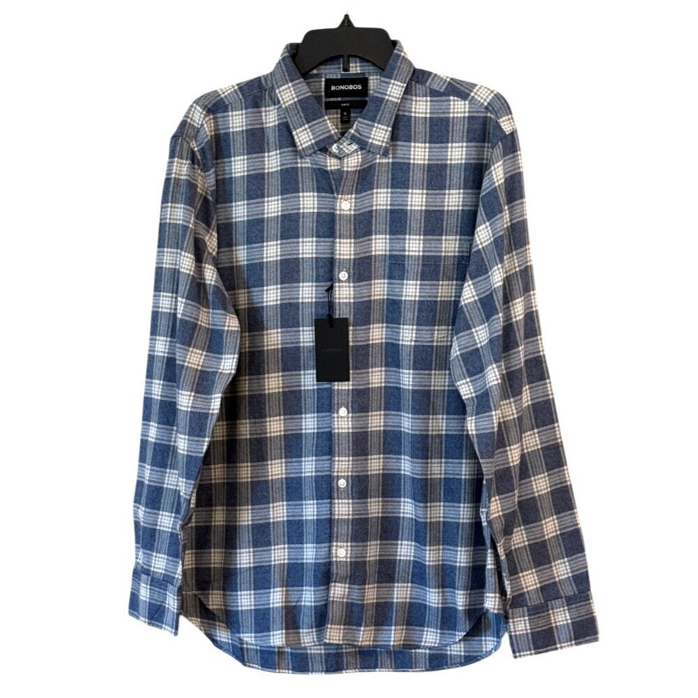 Bonobos Men's Brentford Slim Fit Long Sleeve Shirt Twilight Jasper Plaid Size XL